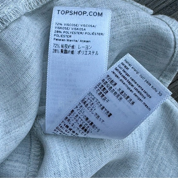 Topshop Cream Light Gray Crossover Draped High-Low V-Neck Blouse Size 6 - Picture 6 of 13